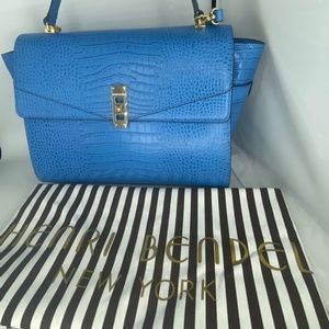 Henri Bendel Blue Uptown Leather Satchel